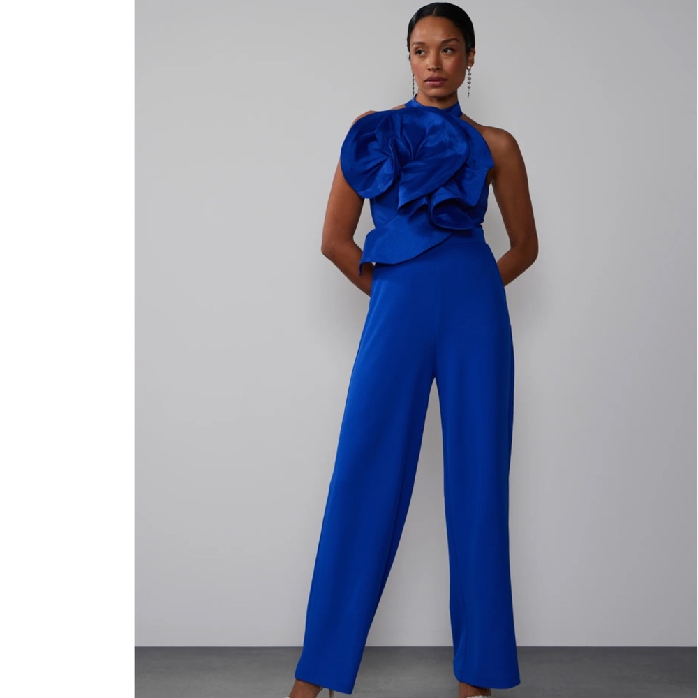 Sleeveless Halter Neck Rosette Jumpsuit